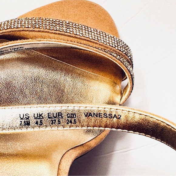 Naturalizer Vanessa2 Gold Rhinestone Strappy Block Heels - Picture 5 of 8